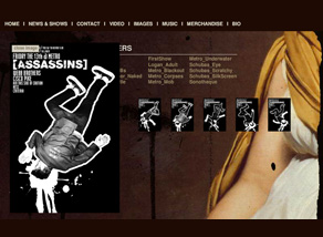 Assassins band website designed by Zephyr Syndicate Chauncey Hollingsworth