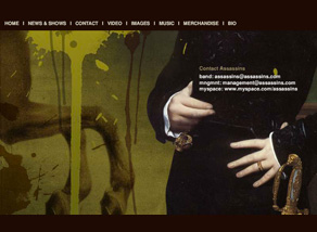 Assassins band website designed by Zephyr Syndicate Chauncey Hollingsworth