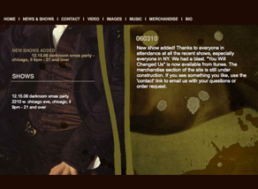 Assassins band website designed by Zephyr Syndicate Chauncey Hollingsworth
