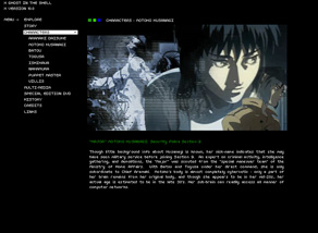 Ghost in the Shell website designed by Zephyr Syndicate Chauncey Hollingsworth